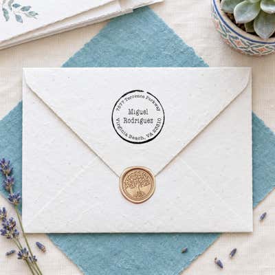 Lancaster Round Border Address Stamp - alternate view