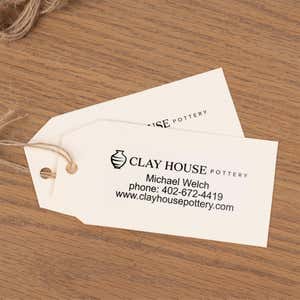 Custom 3 Line Rectangle Self in use, with a stamped logo impression on packaging