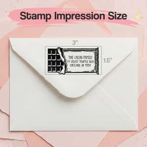 Chocolate Bar Return Address Stamp – impression size guide