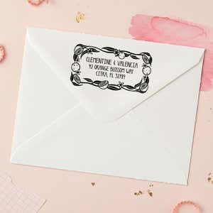 Citrus Grove Return Address Stamp – stamped impression lifestyle photo