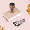 Pizza Slice Return Address Stamp – wood handle stamp on Salt & Paper pink background