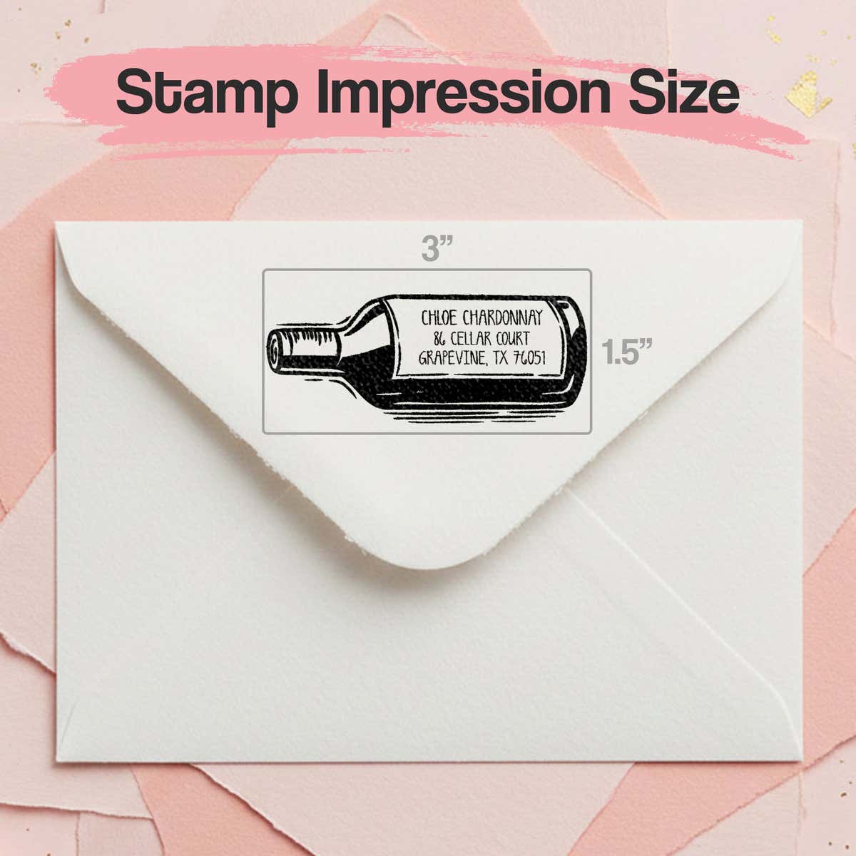 Wine Bottle Return Address Stamp – impression size guide