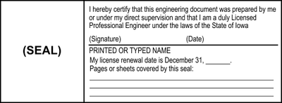 State of Iowa Engineer Document Stamp Seal - alternate view
