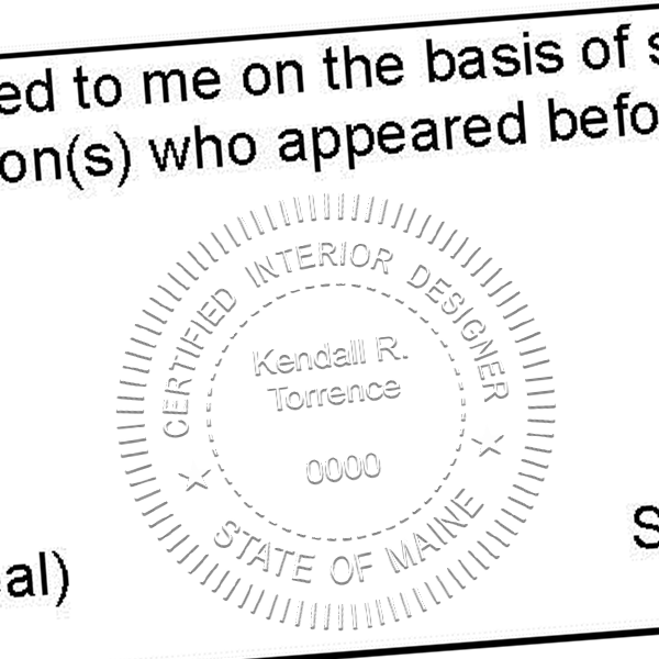 State of Maine Interior Designer Embosser Seal Imprint