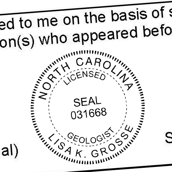 State of North Carolina Geologist Seal Imprint