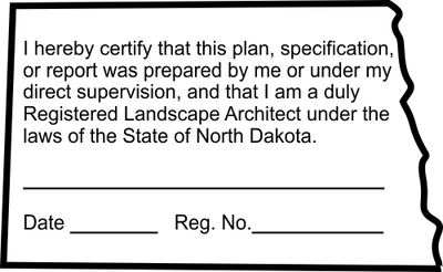 North Dakota Landscape Architect Certification Stamp - alternate view