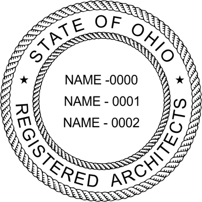 State of Ohio Architect Three Names Seal - alternate view