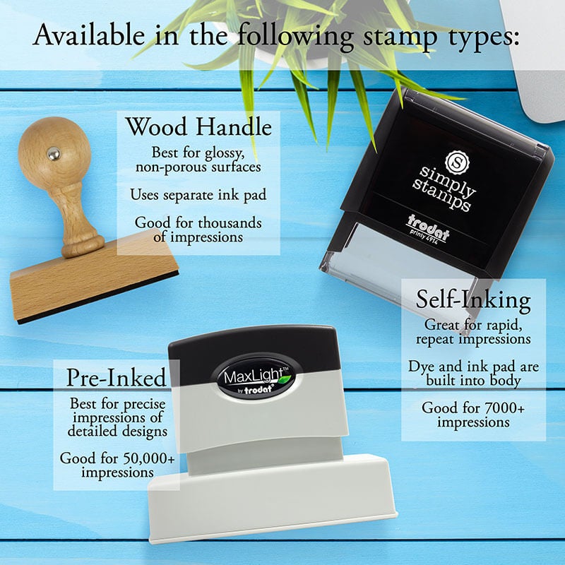The Duncan Script Address Stamp comes in three stamp body types