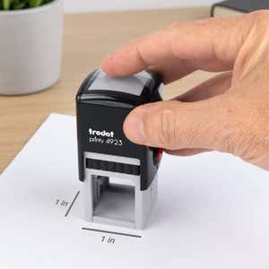 Diagram showing the impression area dimensions of the Small Custom Logo Stamp, 1"x1"