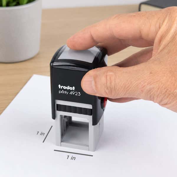Diagram showing the impression area dimensions of the Small Custom Logo Stamp, 1"x1"
