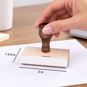 Diagram showing the impression area dimensions of the Custom Logo Business Card Stamp