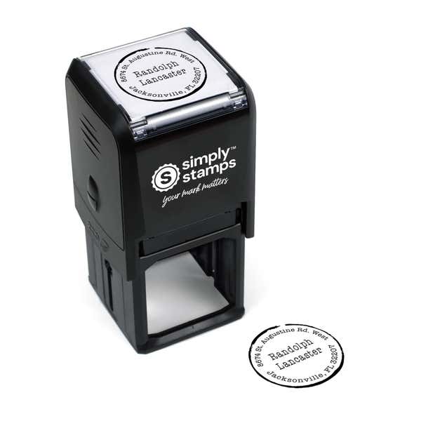 Lancaster Round Border Address Stamp Body and Design impression