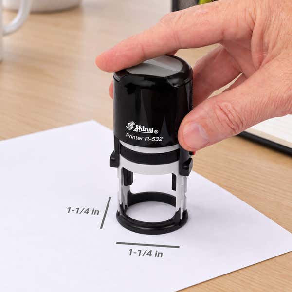 Diagram showing the impression area dimensions of the Small Round Self-Inking Logo Stamp