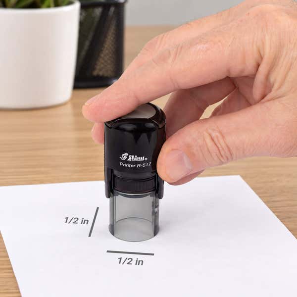 Diagram showing the impression area dimensions of the Mini Round Self-Inking Logo Stamp