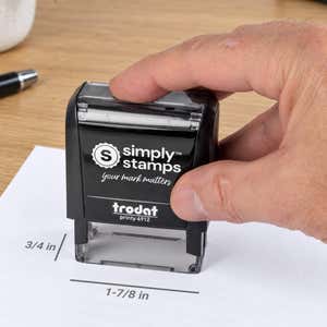 Diagram showing the impression area dimensions of the Custom Small Rectangle Logo Stamp