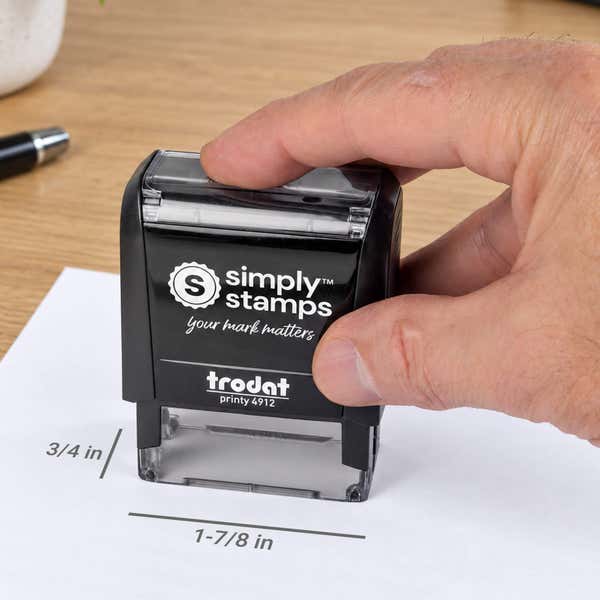 Diagram showing the impression area dimensions of the Custom Small Rectangle Logo Stamp