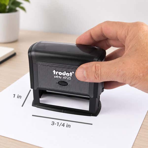 Diagram showing the impression area dimensions of the Custom Large Rectangle Logo Stamp