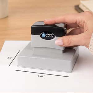 Diagram showing the impression area dimensions of the Large 3" x 4" Custom Pre-Inked Rectangular Logo Stamp