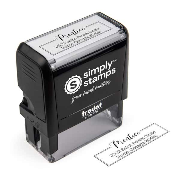 Prentice Fancy Border Address Stamp impression and stamp body