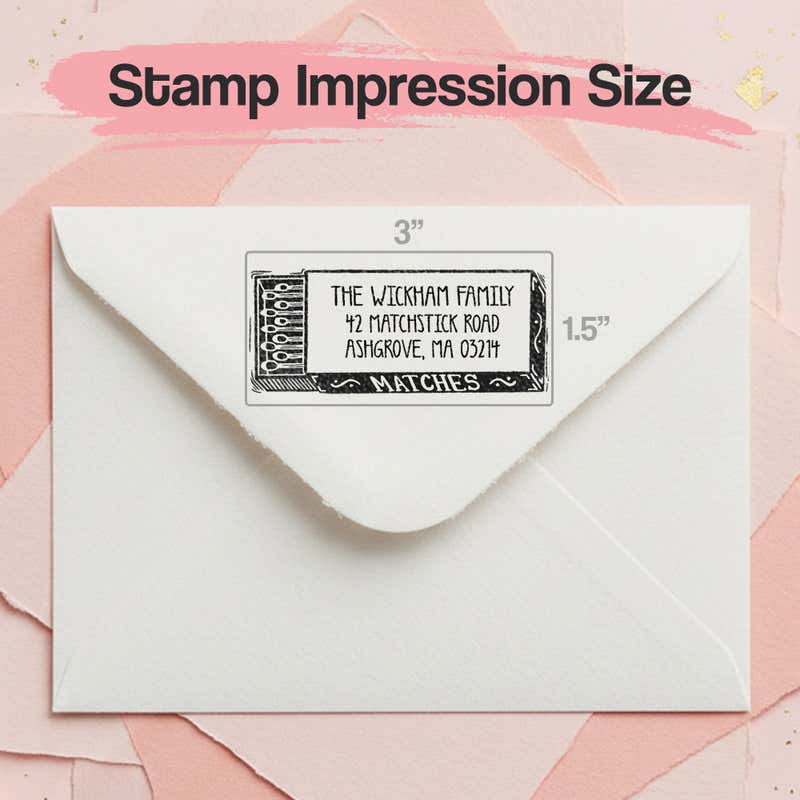 Matchbox Return Address Stamp – impression size guide