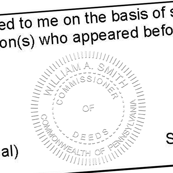 State of Pennsylvania Commissioner of Deeds Seal Imprint