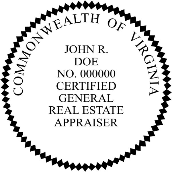 Virginia Certified General Real Estate Appraiser Seal