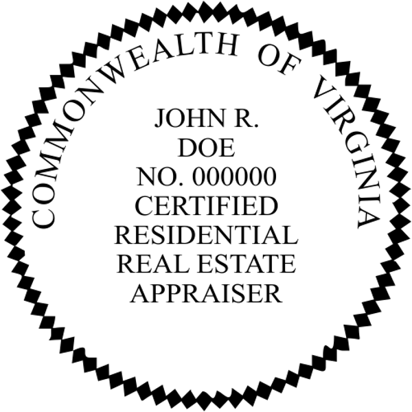 Virginia Certified Residential Real Estate Appraiser Seal