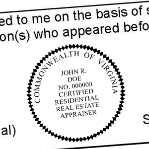 State of Virginia Certified Residential Real Estate Appraiser Seal Imprint