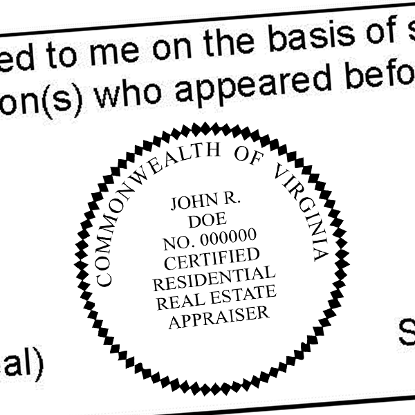 State of Virginia Certified Residential Real Estate Appraiser Seal Imprint