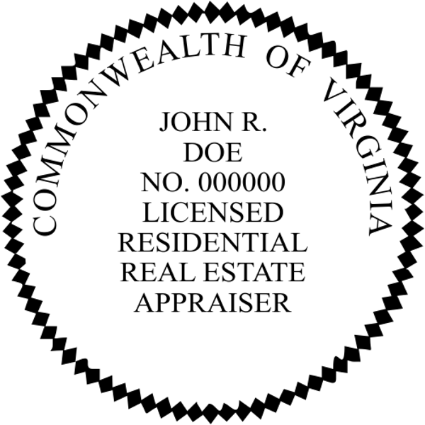 Virginia Licensed Residential Real Estate Appraiser Seal