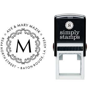 Mazik Monogram Round Address Stamp Body and Design