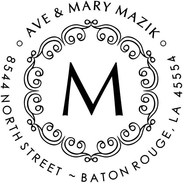 Mazik Monogram Round Address Stamp