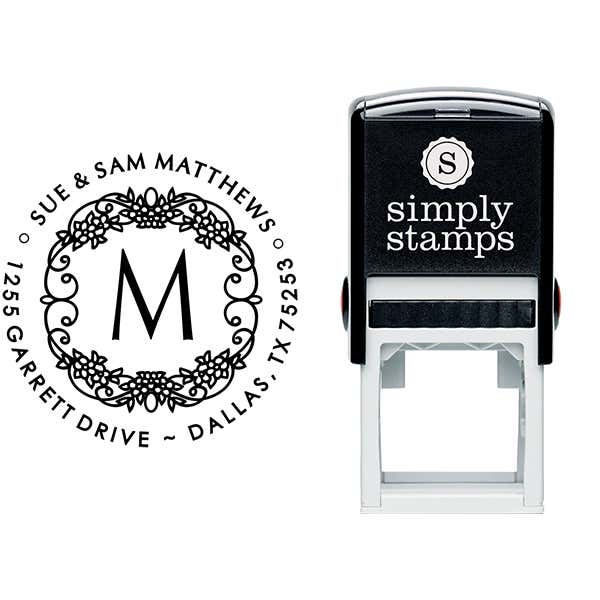 Matthews Flowers Monogram Address Stamp Body and Design