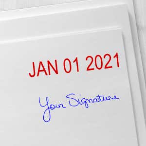 Self-Inking Date and Signature Stamp Imprint Examples on Envelopes