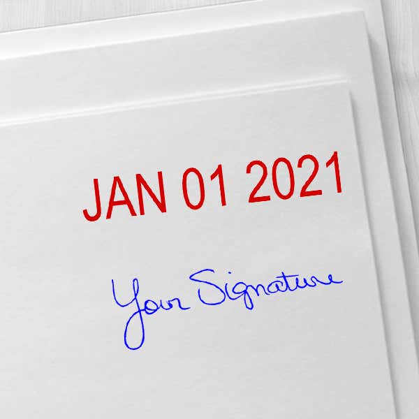 Self-Inking Date and Signature Stamp Imprint Examples on Envelopes