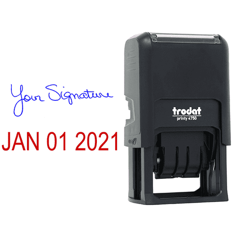 Custom Date And Signature Self-Inking Rubber Stamp