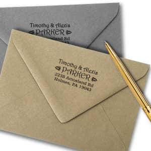 Parker Deco Address Stamp Imprint Examples on Envelopes
