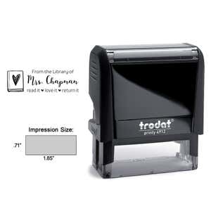 The Teacher Library Stamp is available with the Trodat Printy 4912 self-inking stamp body