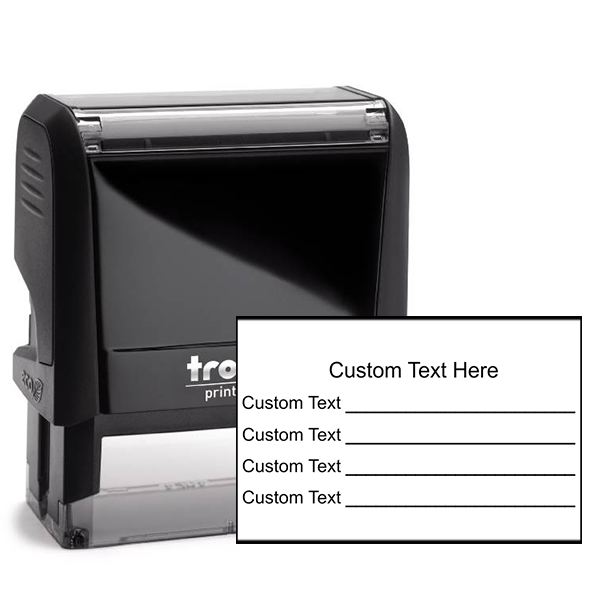 4 Line Custom Title and Form Rubber Stamp