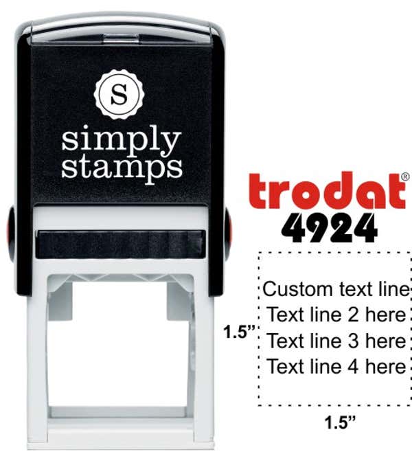 Trodat 4924 Square Custom 4 Line Text Stamp