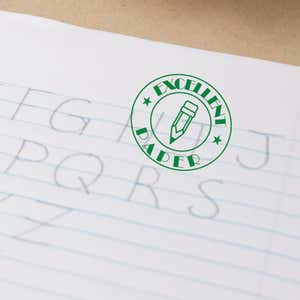 Example of Feedback - Excellent Paper Pencil Stars Rubber Teacher Stamp