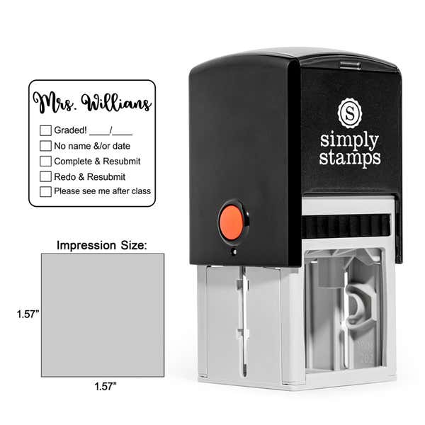 Example of the Teacher Submission Stamp with impression sizes and 4924 stamp body