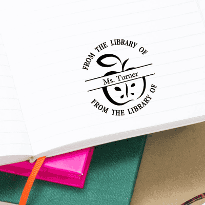 Apple From The Library Of Custom Teacher Stamp - alternate view