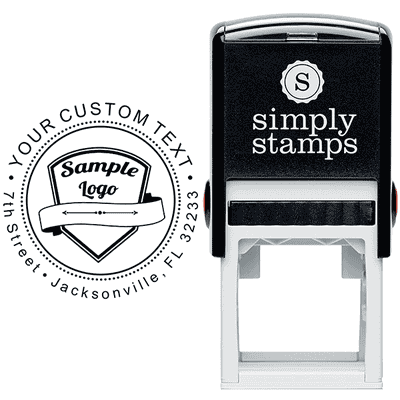 Custom Double Line Logo Return Address Stamp - alternate view