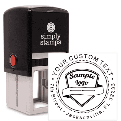 Custom Double Line Logo Return Address Stamp - alternate view
