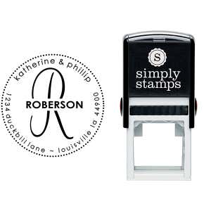 Roberson Monogram Round Address Stamp Body and Design