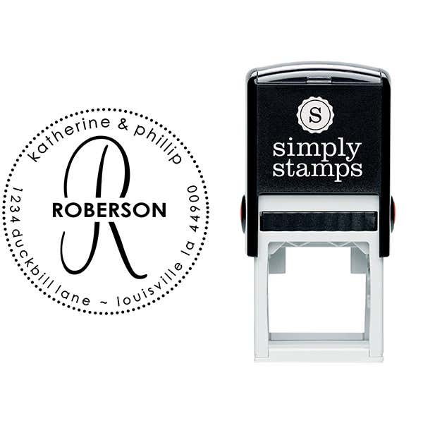 Roberson Monogram Round Address Stamp Body and Design