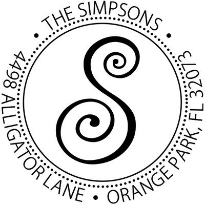 Round monogram address stamp design