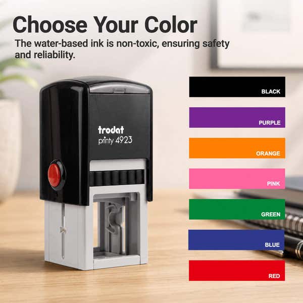 Chart of available ink colors for the Small Custom Logo Stamp, 1"x1"