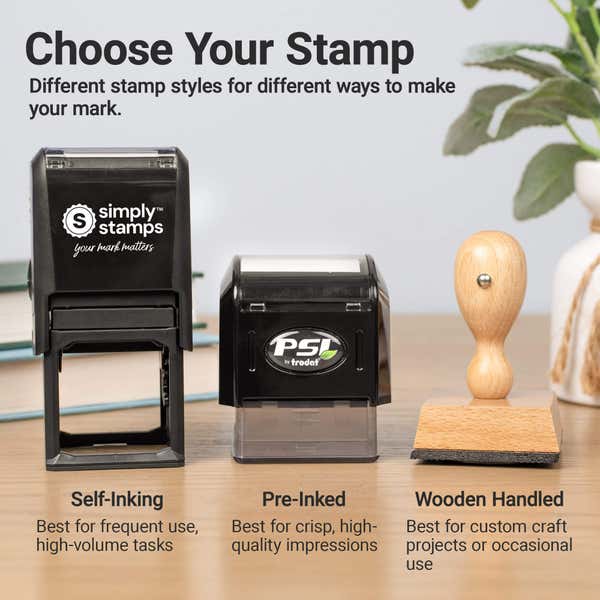 Comparison of the stamp types available for the Open Circle Round Logo Stamp